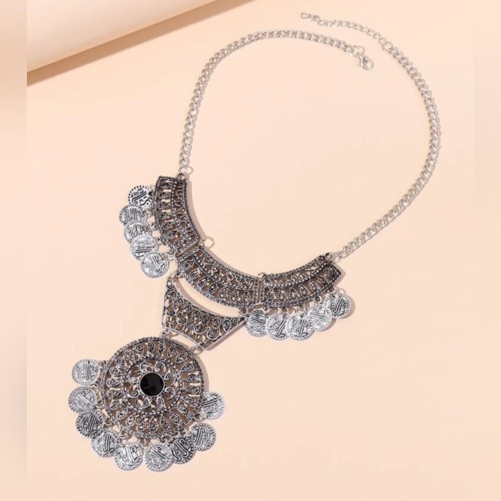 Round Tassel Charm Necklace